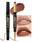 2-in-1Brown Velvet Lip Liner & Lipstick Set Kit for Women, Matte Lips Kit with Lip Liner Lip Stains Long Lasting Waterproof 24 Hour Lipstick and Lip Liners Combo Lipliners Pencil Set 38