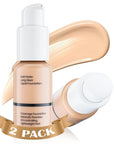 Matte Full Coverage Liquid Foundation - Lightweight & Flawless Oil Control Foundation Makeup, Waterproof and Long-Lasting Skin Foundation Concealer for Dry and Oily Skin, 2 Fl Oz (2 Pack #102 Nude)