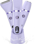 3-in-1 Electric Razor IPX7 Waterproof Bikini Trimmer Wet & Dry Use Painless Personal Trimmer Groomer for Ladies Face Body Legs Bikini Public Hairs Electric Lady Shaver with Replaceable Heads