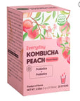 Unha's Everyday Kombucha Tea Powdered Beverage, 20 Sticks, Sparkling Powder Drink, Prebiotics, and Probiotics Sugar-Free - Peach Flavor
