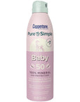 Coppertone Pure and Simple Baby Sunscreen Spray SPF 50, Zinc Oxide Mineral for Babies, Toddler, Water Resistant, Broad Spectrum, 5 Oz