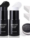 MEICOLY Black White Face Body Paint Stick Set with Sponges and Setting Powder,Face Paint Stick for Adults and Kids,Clown White Makeup,Face Painting for Halloween SFX Skull Zombie Skeleton Goth Makeup