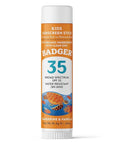 Badger Mineral Kids Sunscreen Face Stick SPF 35, Zinc Oxide Travel Size Sunscreen Stick for Kids, 97% Organic Ingredients, Reef Safe, Water Resistant, .65 oz