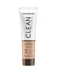 COVERGIRL Clean Invisible Foundation Makeup, Dewy & Glowy Natural Finish, Buildable Coverage, Skin-Like Smooth Look, Vegan, Classic Beige, 1oz