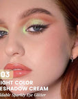 Light Green Cream Glitter Shimmer Metallic Eyeshadow Palette Makeup, Natural Single Mini Instant Holographic Eyeshadow For Women Halloween Birthday Party Wear, Sombras Crema Para Ojos
