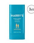 Harry's Antiperspirant Deodorant, Sweat & Odor Control Antiperspirant for Men, Redwood, 2.5 oz Pack of 3