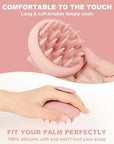 AIMIKE Scalp Massager Shampoo Brush, Soft Silicone Hair Scrubber for Washing Hair, Dandruff Removal & Scalp Scrubber Hair Growth Stimulator, Scalp Brush/Exfoliator Brush On Dry & Wet Scalp - Pink