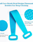 Inmorven Back Scrubber for Shower, 30" Double-Sided Back Brush with 15.7" Long Handle Toe Cleaning Brush, Silicone Foot Scrubber for Exfoliating and Massaging Feet