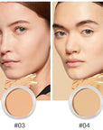 Kaely 2Pcs Cream Pot Concealer Full Coverage Makeup Set, Under Eye Brightener Color Correcting Concealer for Dark Circles, Waterproof Foundation Palette with Brush, Corrector de ojeras, 03+04