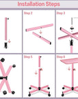 Salon Tray,Hairstylist Trays on Wheels,Hair Color Tray for Salon or Home Use,Pink