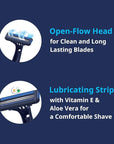 Dorco Pace 2 Plus Disposable Razor 2 blades Pivoting Head Open-Flow No Clogging Easy Rinsing Lubricating Strip Long Non-Slip Rubber Handle (30ct No Rubber Handle)