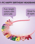 Scunci by Conair Birthday headband- Birthday girl head band- Birthday gifts for women or girls - Bright colors w/ tulle - 1 Count
