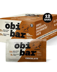 Obi Bar Chocolate - Protein and Oat Fiber Bar | All Natural | Meal Bar | Heart and Gut Health | Lightly Sweet | Chocolate Brownie | Almond Chunks | Soy Free, Dairy Free | Ideal Meal Replacement Bar