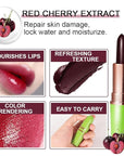 evpct 2Pcs Black Red Cherry Magic Mood Color Changing Lipstick Long Lasting 24 Hours Original for Women, PH Color Change Changing Jelly Lipstick Tinted Lip Balm Stain Gloss Makeup Set, labial magico