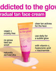 b.tan Gradual Self Tan Face Lotion | Addicted to the Glow - Daily Faical Tanning Cream for a Sunkissed Dark Bronze, Best Sunless Moisturizer, Hydrating Vitamin C, Travel Size, No Fake Tanner Smell