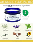 Yellow Bird Natural Foot Cream - For Dry and Cracked Feet Repair. Organic Athlete’s Foot Balm. Salve Moisturizer for Heel Care & Callus Treatment with Tea Tree Oil & Peppermint Essential Oils
