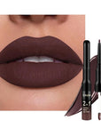 Kaely 2-in-1 Matte Lipstick and Lip Liner, Liquid Lip Stain Makeup for women Long Lasting Waterproof Smudge Proof, labiales matte mate larga duracion listip 24 hours originales, 04 Deep Brown