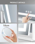 Lighted Makeup Mirror, 17.3"x13" Hollywood Vanity Mirror with Lights,Three Color Lighting Modes, and 5X Magnification Mirror, Smart Touch Control, 360°Rotation (White, Gift Box)
