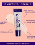 UNICORN SNOT Plant-Based Glitter Lip Gloss | Sparkly & Shimmer Lips for Christmas Glitter Makeup | Stocking Stuffers for Holiday Gift | Vegan & Cruelty Free 0.37 fl oz (BIO Nova)