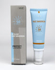 VGO Clear Face Sunscreen SPF 50, Hydrating Sun Essence Face Sunscreen Leaves No Sticky Feeling Travel Size Sunscreen Against UVA and UVB Rays 50ml / 1.7oz
