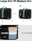 BAGSMART Extra Large Toiletry Bag Hanging Toiletry Bag for Travel, Water-resistant Cosmetic Makeup Travel Bag, Capacity Travel Bag Organizer for Full-size Toiletries, Black-Large