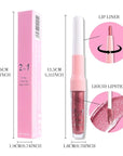 evpct Mauve Pink Metallic Glitter Lip Liner and Lipstick Combo Lip Gloss Stain Set Makeup for Women Long Lasting Waterproof 24, Dusty Rose Metallic Shimmer Frosted Iridescent Glossy Liquid Lipstick 16