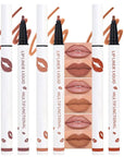 2Pcs Longwear Liquid Lip Liner Stain Marker Pen Set Long Lasting Waterproof, Mocha Light Nude Brown Matte Permanent 24 Hour Lip Liner and Lipstick Combo Color Stay Lipliner All Day Lip Stains peel off