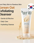 Purito Oat Exfoliating Facial Polish Cleanser - Hydrating Daily Face Wash with Gentle Scrub Clay Pore Minimizing Panthenol, Oat Seed Water Vegan, Non-comedogenic Korean Skin Care 5.07 fl.oz