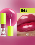 8 Colors Hydrating Lip Oil, Big Brush Head Lip Glaze Shiny Transparent Lip Glow Oil 0.35 Fl Oz, Glossy Finish (# 04)
