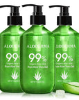 Aloderma 99% Organic Aloe Vera Gel Made within 12 Hours of Harvest - Pump Bottle - Lightweight Aloe Gel for Face and Body, Soothing and Hydrating Sunburn Relief, Great for Scalp & Hair, 3btls x 10.6oz