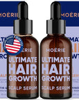 MOERIE Ultimate Hair Growth Serum for Natural Hair Regrowth & Thickening - Anti Thinning & Hair Loss Treatment for Women - Rapid Hair Growth Products - Scalp Oil Alternative - 1.69 fl oz, 2 pack