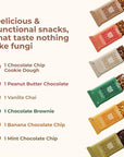Organic Functional Mushroom Protein Bars | Made in USA | Full Dose (1500mg) Lions Mane, Chaga, Reishi & Cordyceps Bars | Vegan Protein Bars, Superfoods Protein Bars | 6 Bars Sampler Pack