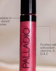 Palladio Lip Gloss, Champagne, Non-Sticky, Contains Vitamin E and Aloe, Offers Intense Color and Moisturization, Minimizes Lip Wrinkles, Softens Lips with Beautiful Shiny Finish, Facet Diamond