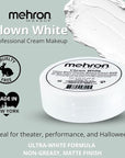 Mehron Makeup Clown White Professional Face Paint Cream Makeup | White Face Paint for Stage, Film, Cosplay, & Mime | Halloween Clown 2.25 oz (65g)