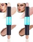 Kaely 2Pcs Cream Bronzer Highlighter Stick,Face Shaping Contouring Shades Makeup,01+03