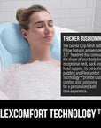 GORILLA GRIP Mesh Bath Pillow for Tub, 6 Powerful Suction Cups, Oversized Headrest with Breathable FlexComfort Technology for Neck, Head, Back Support, Luxury Machine Washable Bathtub Must Haves, Blue
