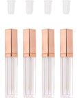 Mini Skater 6pcs 5ML Clear Empty Lip Gloss Tubes With Wand Reusable Refillable Travel Dispenser Bottle Vial With Rubber Stopper Cosmetic Container For Lipstick Balm Lip Glaze DIY Making (Rose Gold)