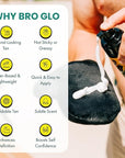 Bro Glo Self Tanner for The Boys - Quick Application Foam Mousse Easy Sunless Tan For Face and Body Oil Free Water Based Faster Skin Drying Natural Sun Kissed Bronze Color Perfect Men - 6.76 FL oz