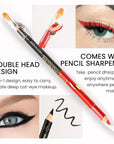12 Pcs Double Head Rich Vibrant Colors Lip Liner Pencils Eye Liner Sticks Set with Sharpener for Daily Makeup,Easy to Apply & Remove,Waterproof (A)