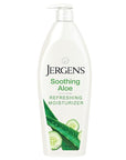 Jergens Soothing Aloe Body Lotion, Aloe Vera Body and Hand Moisturizer, Illuminating Hydralucence Blend, with Cucumber Extract, Dermatologist Tested, 21 Oz