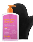 b.tan Best Clear Self Tanning Gel with Mitt Kit | Glow Your Own Way Bundle - Ultra Dark, Quick Express Tanner Gel for Face & Body with Applicator, Transfer-Proof, No Fake Tan Smell, 16 Fl Oz
