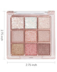 Pink Nude Glitter Shimmer Sparkle Eyeshadow,9 Colors Light Glitter Eye Shadow,Long Lasting Waterproof Natural Eyeshadow Palette,sombras para ojos