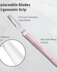 Face Razors for Women, Dermaplane Razor for Women Face, Eyebrow Razor, Facial Razors, Dermaplaning Tool, Reusable Metal Handle with 8 Microblades for Sensitive Skin, Peach Fuzz Remover, Pink