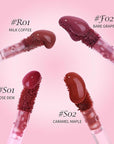 KIMUSE Gleamy Gloss Lip Stain Set, Long-lasting Lightweight Glow Lip Tint, Non-sticky Moisturizing Juicy & Glossy Finish