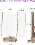 deweisn Floor Mount Tri-Fold Lighted Vanity Mirror with 21 LED Lights, Touch Screen and 3X/2X/1X Magnification, Two Power Supply Modes Make Up Mirror,Travel Mirror