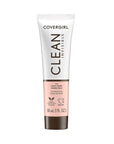 COVERGIRL Clean Invisible Foundation Makeup, Dewy & Glowy Natural Finish, Buildable Coverage, Skin-Like Smooth Look, Vegan, Light Ivory, 1oz