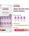 KISS Acrylic French False Nails Kit, Long Square Shape Design Nail, Purple Color French Tip Nails, Ready to Wear Gel & Manicure Stick included, Long-Lasting Convenient & Easy to Apply