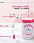 BB LAB Good Night Low Molecular Collagen Powder Stick Supplement, Halal Certified, Korean Marine Collagen, Fish Collagen Peptides, Vitamin C, Glycine, Fast Absorption, Mix Berry Flavor
