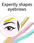 Amazon Basics Women's Multipurpose Exfoliating Dermaplaning Tool, Eyebrow & Facial Razor, Includes Blade Cover, Multicolor, 9 Count