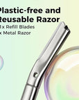 ZOMCHI Dermaplaning Tool, Dermaplaning Razor for Women & Men, Reusable Eyebrow Razor with 11 Refill Blades, Facial Razor Removes Peach Fuzz, Exfoliates Skin (Matte Silver)